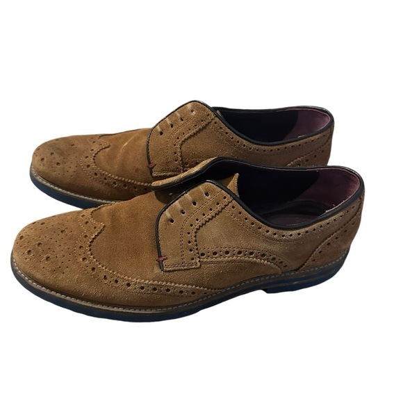 Ted Baker Hackney Oxfords in Brown Wingtip Dress Shoes Lace Up Suede Size 7 - Picture 2 of 8